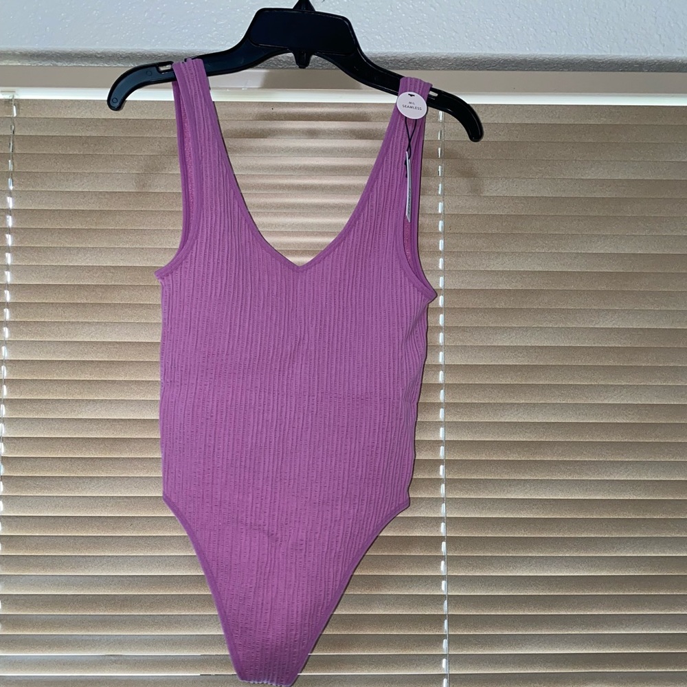 Purple/Pink Low Back Thong Bodysuit ( Seamless )